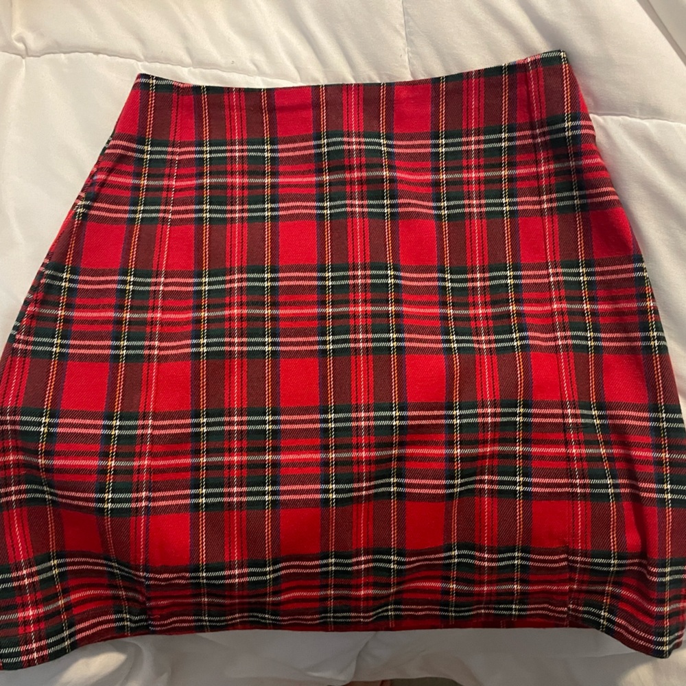 Brandy Melville Red Cara Plaid Skirt